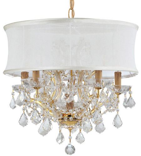 Crystorama Brentwood 6 Light Chandelier in Gold, Clear Crystal, Swarovski Elements, Smooth White 4415-GD-SMW-CLS