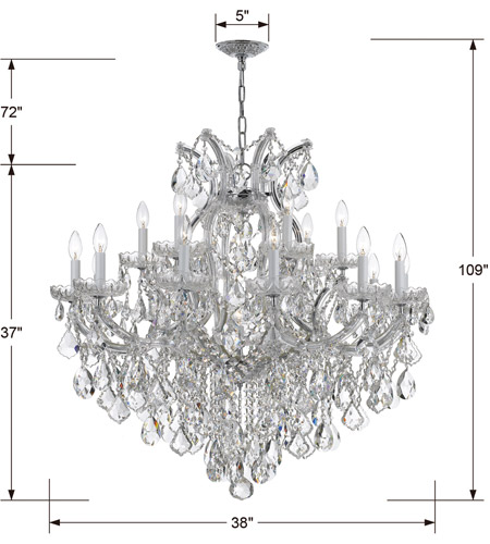 Crystorama 4418-CH-CL-S Maria Theresa 19 Light 35 inch Polished Chrome Chandelier Ceiling Light in Polished Chrome (CH), Clear Swarovski Strass, 18 4418-CH-CL-S_1_.jpg