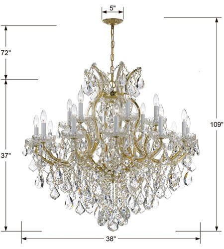 Crystorama 4418-GD-CL-S Maria Theresa 19 Light 35 inch Gold Chandelier Ceiling Light in Gold (GD), Clear Swarovski Strass 4418-GD-CL-S_1_.jpg