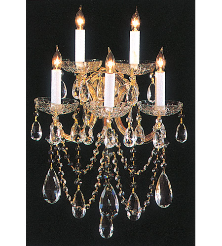 Crystorama Maria Theresa 5 Light Wall Sconce in Gold, Clear Crystal, Italian Crystals 4425-GD-CL-I photo