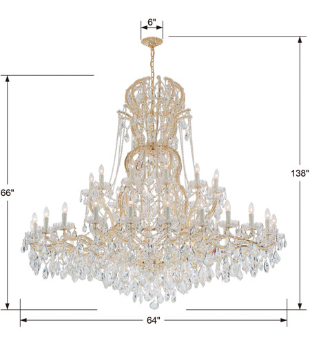 Crystorama 4460-GD-CL-S Maria Theresa 37 Light 64 inch Gold Chandelier Ceiling Light in Gold (GD), Clear Swarovski Strass 4460-GD-CL-S_4_.jpg