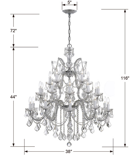 Crystorama 4470-CH-CL-MWP Maria Theresa 26 Light 38 inch Polished Chrome Chandelier Ceiling Light in Polished Chrome (CH), Clear Hand Cut 4470-CH-CL-MWP_4_.jpg