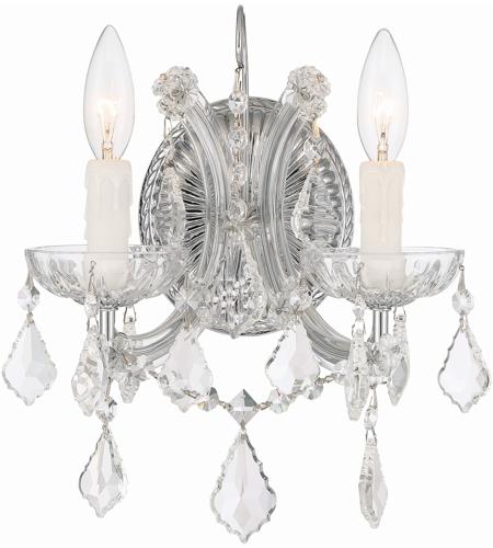Crystorama 4472-CH-CL-SAQ Maria Theresa 2 Light 11 inch Polished Chrome Wall Sconce Wall Light in Swarovski Spectra (SAQ), Polished Chrome (CH), 10.5-in Width
