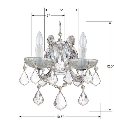 Crystorama 4472-CH-CL-S Maria Theresa 2 Light 11 inch Polished Chrome Wall Sconce Wall Light in Polished Chrome (CH), Clear Swarovski Strass, 10.5-in Width 4472-CH-CL-S_1_.jpg
