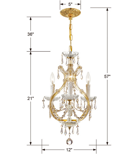 Crystorama 4473-GD-CL-MWP Maria Theresa 4 Light 12 inch Gold Mini Chandelier Ceiling Light in Gold (GD), 3, Clear Hand Cut 4473-GD-CL-MWP_3_.jpg