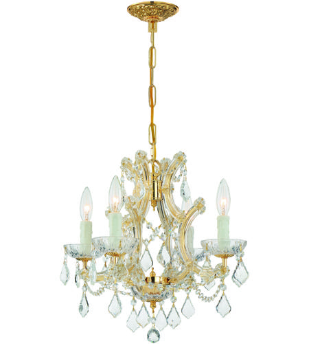 Crystorama 4474-GD-CL-I Maria Theresa 4 Light 17 inch Gold Mini Chandelier Ceiling Light