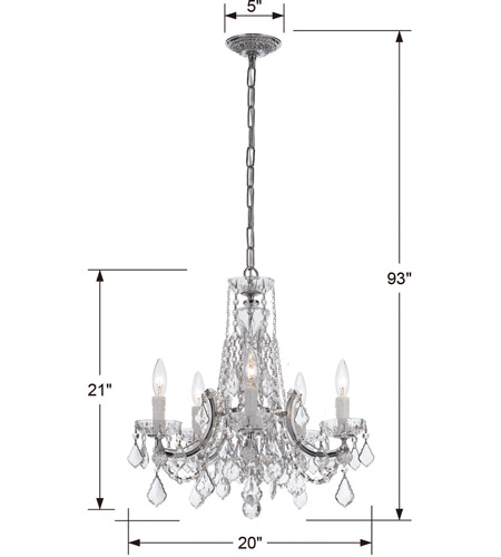 Crystorama 4476-CH-CL-S Maria Theresa 5 Light 20 inch Polished Chrome Mini Chandelier Ceiling Light in Polished Chrome (CH), Clear Swarovski Strass 4476-CH-CL-S_4_.jpg