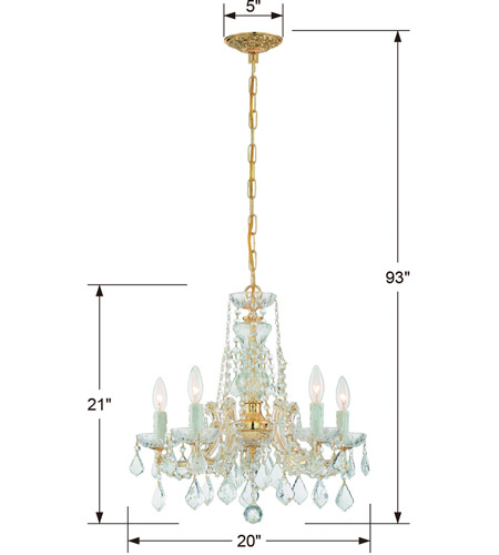 Crystorama 4476-GD-CL-MWP Maria Theresa 5 Light 20 inch Gold Mini Chandelier Ceiling Light in Gold (GD), Clear Hand Cut 4476-GD-CL-MWP_4_.jpg