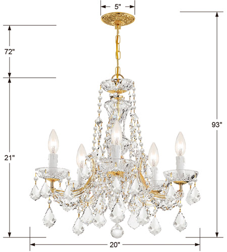 Crystorama 4476-GD-CL-MWP Maria Theresa 5 Light 20 inch Gold Mini Chandelier Ceiling Light in Gold (GD), Clear Hand Cut 4476-GD-CL-MWP_9_.jpg