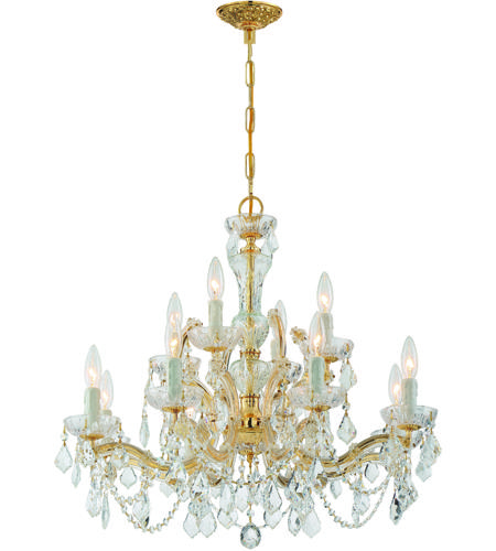 Crystorama 4479-GD-CL-SAQ Maria Theresa 12 Light 29 inch Gold Chandelier Ceiling Light in Swarovski Spectra (SAQ), Gold (GD), 29-in Width