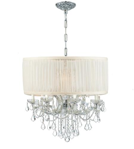 Crystorama 4489-CH-SAW-CLM Brentwood 12 Light 30 inch Polished Chrome Chandelier Ceiling Light in Chrome (CH), Pleated Antique White (SAW), Clear Hand Cut