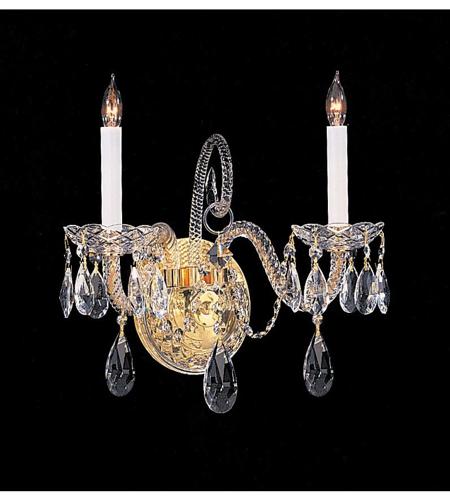 Traditional Crystal 2 Light Wall Sconces in Polished Brass 5042 PB CL SAQ
