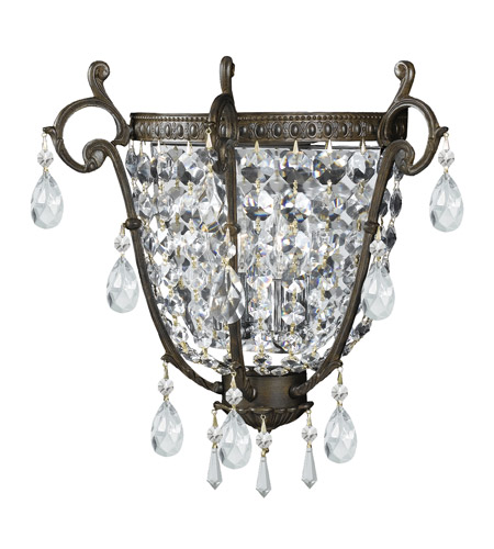 Crystorama Lighting Manchester 2 Light Wall Sconce in English Bronze & Swaroski Strass - Clear 5180-EB-CL-S