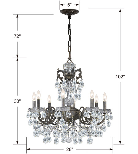 Crystorama 5198-EB-CL-MWP Legacy 8 Light 26 inch English Bronze Chandelier Ceiling Light in Clear Hand Cut 5198-EB-CL-MWP_1_.jpg