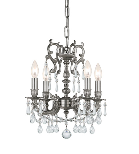 Crystorama Lighting Gramercy 4 Light Mini Chandelier in Pewter & Hand Cut Clear Crystal 5524-PW-CL-MWP
