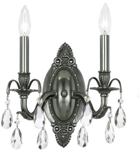 Crystorama 5562-PW-CL-MWP Dawson 2 Light 12 inch Pewter Wall Sconce Wall Light in Pewter (PW), Clear Hand Cut