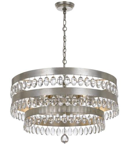 Crystorama 6108-SA Perla 6 Light 26 inch Antique Silver Chandelier Ceiling Light in Antique Silver (SA), 8, Clear Elliptical Faceted photo