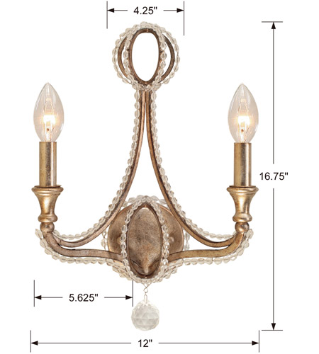 Crystorama 6762-DT Garland 2 Light 12 inch Distressed Twilight Wall Sconce Wall Light 6762-DT_1_.jpg
