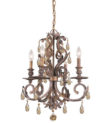 Royal 4 Light Mini Chandeliers in Florentine Bronze 6904 FB GT MWP