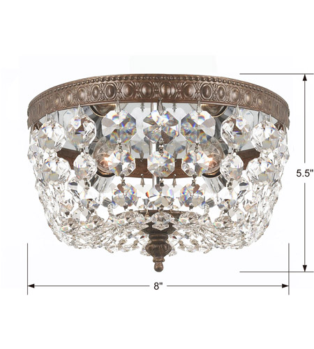 Crystorama 708-EB-CL-SAQ Ceiling Mount 2 Light 8 inch English Bronze Flush Mount Ceiling Light in Swarovski Spectra (SAQ), English Bronze (EB) 708-EB-CL-SAQ_1_.jpg
