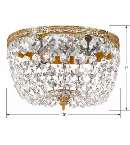 Crystorama 710-OB-CL-SAQ Ceiling Mount 2 Light 10 inch Olde Brass Flush Mount Ceiling Light in Swarovski Spectra (SAQ), Olde Brass (OB) 710-OB-CL-SAQ_1_.jpg