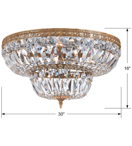 Crystorama 730-OB-CL-MWP Ceiling Mount 8 Light 30 inch Olde Brass Flush Mount Ceiling Light in Clear Hand Cut 730-OB-CL-MWP_1_.jpg