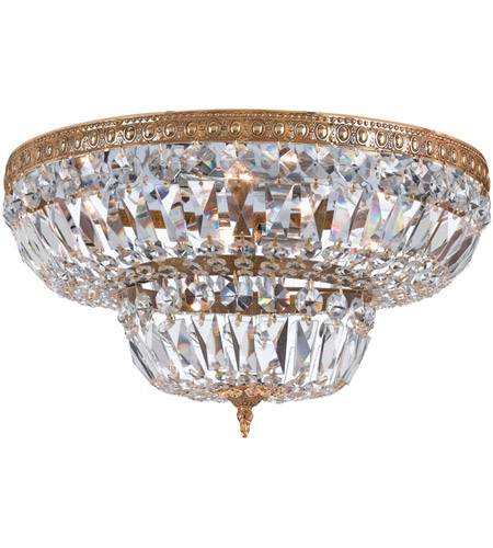 Crystorama 736-OB-CL-S Ceiling Mount 14 Light 36 inch Olde Brass Flush Mount Ceiling Light in Clear Swarovski Strass