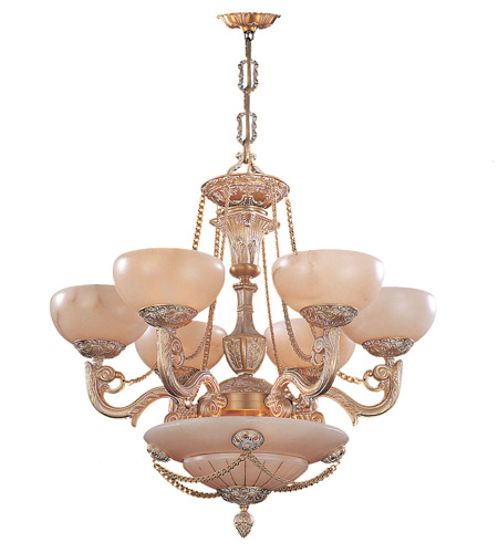 Crystorama Bravado Alabaster 9 Light Chandelier in French White 966-WH photo
