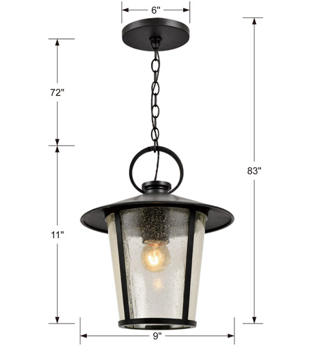 Crystorama AND-9203-SD-MK Andover 1 Light 9 inch Matte Black Outdoor Chandelier AND-9203-SD-MK_4_.jpg