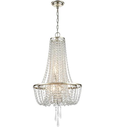 Crystorama ARC-1907-SA-CL-MWP Arcadia 4 Light 18 inch Antique Silver Chandelier Ceiling Light in Antique Silver (SA)
