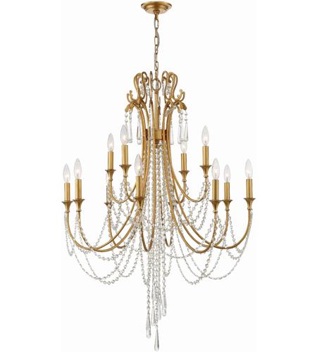 Crystorama ARC-1909-GA-CL-MWP Arcadia 12 Light 33 inch Antique Gold Chandelier Ceiling Light in Antique Gold (GA)