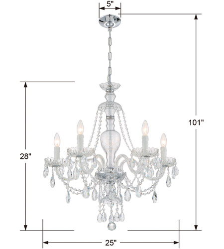 Crystorama CAN-A1305-CH-CL-MWP Candace 5 Light 25 inch Polished Chrome Chandelier Ceiling Light in Polished Chrome (CH), Clear Hand Cut CAN-A1305-CH-CL-MWP_4_.jpg