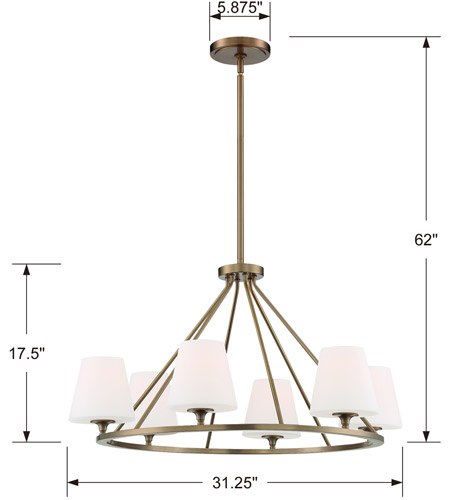 Crystorama KEE-A3006-VG Keenan 6 Light 31 inch Vibrant Gold Chandelier Ceiling Light in Vibrant Gold (VG) KEE-A3006-VG_4_.jpg