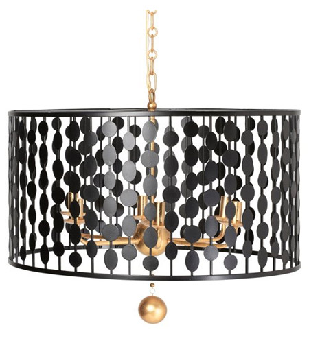 Crystorama 546-BK-GA Layla 6 Light 24 inch Black and Antique Gold Chandelier Ceiling Light