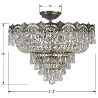 Crystorama 1485-HB-CL-MWP Majestic 5 Light 22 inch Historic Brass Semi Flush Ceiling Light in Clear Hand Cut 1485-HB-CL-MWP_1_.jpg thumb
