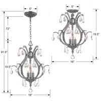 Crystorama 5560-PW-CL-MWP Dawson 3 Light 16 inch Pewter Mini Chandelier Ceiling Light in Clear Hand Cut alternative photo thumbnail