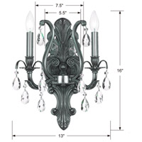 Crystorama 5563-PW-CL-S Dawson 2 Light 13 inch Pewter Wall Sconce Wall Light in Pewter (PW), Clear Swarovski Strass alternative photo thumbnail