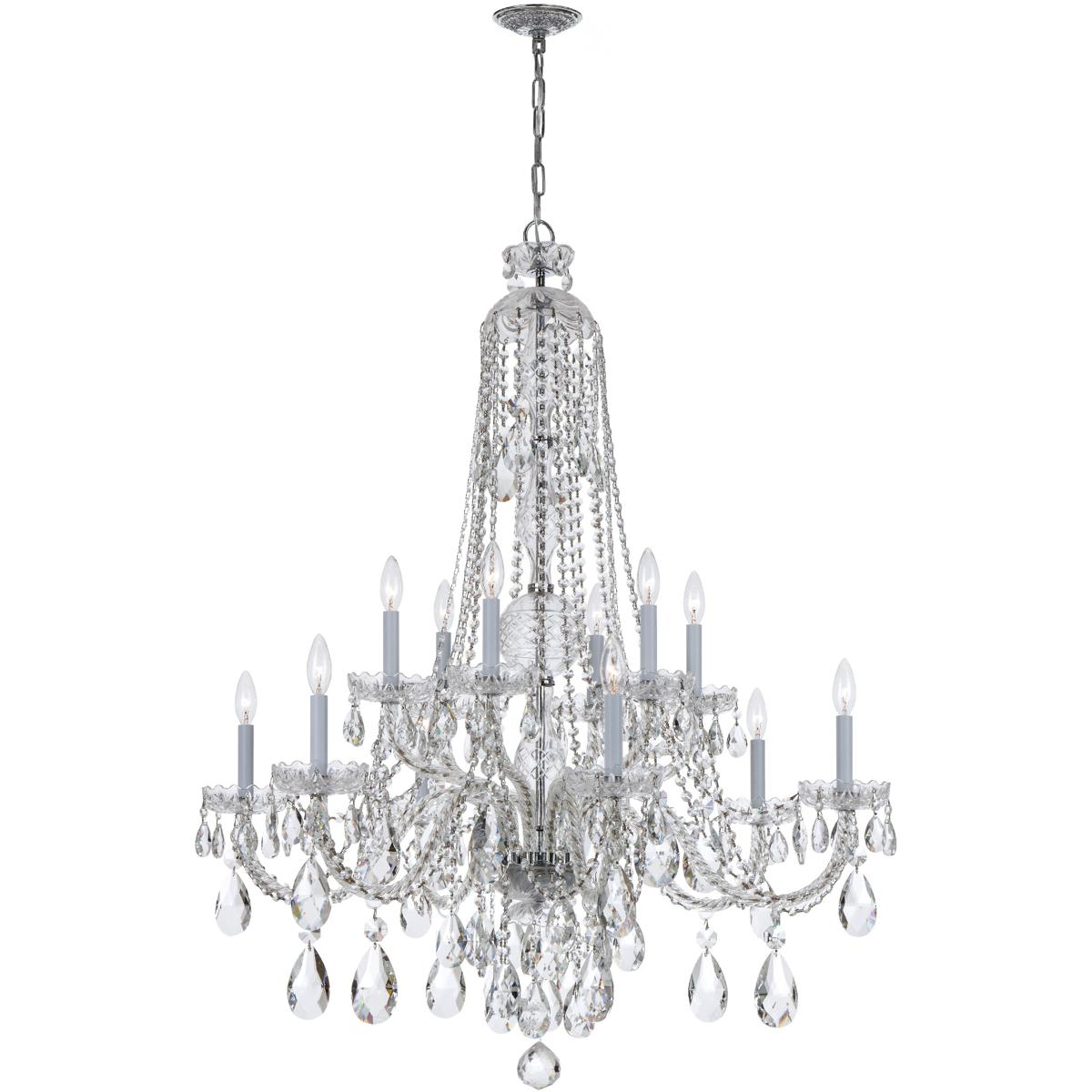 Crystorama 1112-CH-CL-S Traditional Crystal 12 Light 37.5 inch Polished Chrome Chandelier Ceiling Light in Clear Swarovski Strass