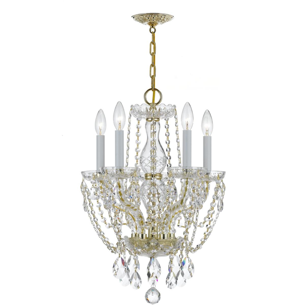Crystorama 1129-PB-CL-MWP Traditional Crystal 5 Light 14 inch Polished Brass Mini Chandelier Ceiling Light in Clear Hand Cut
