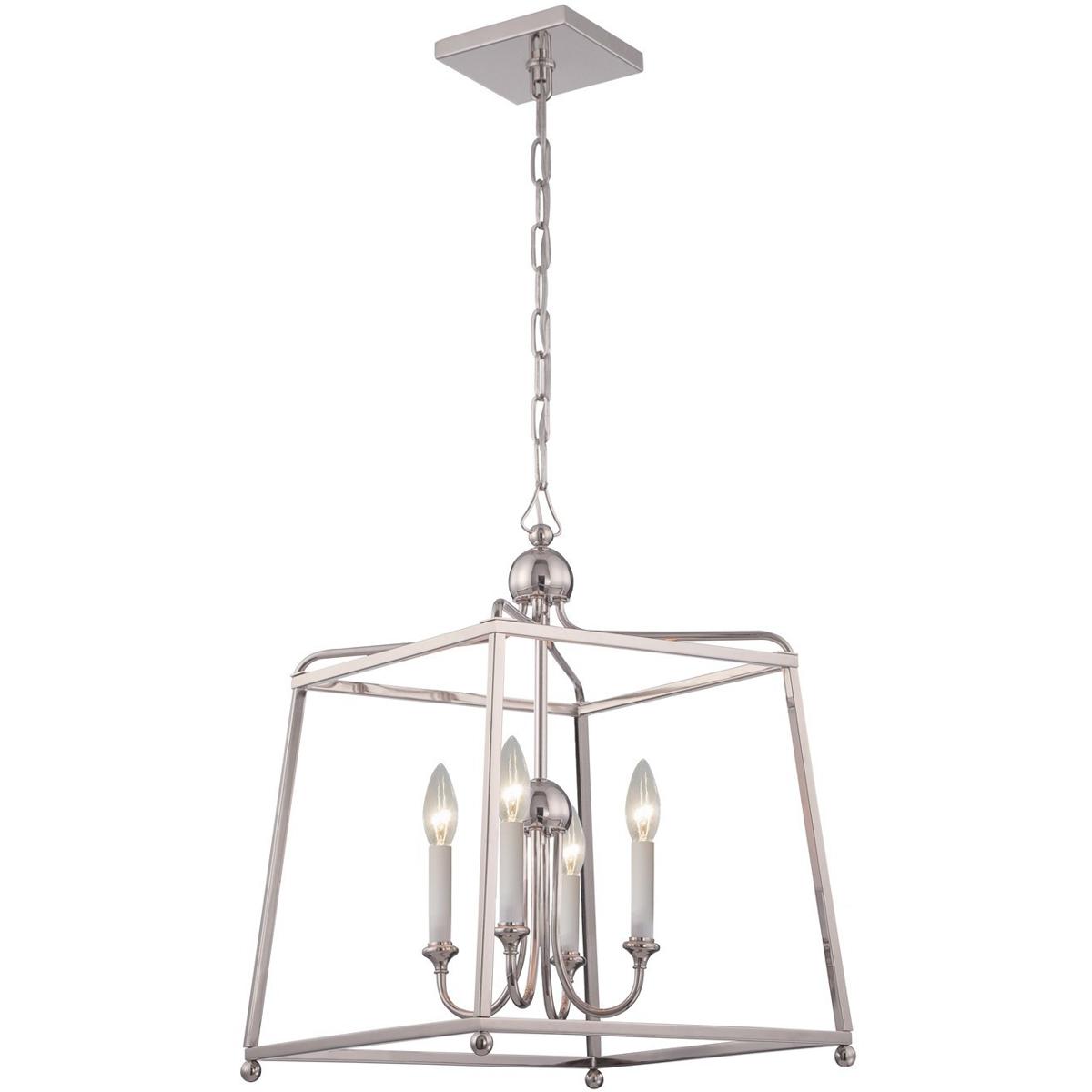 Crystorama 2245-PN_NOSHADE Sylvan 4 Light 16 inch Polished Nickel Lantern Chandelier Ceiling Light