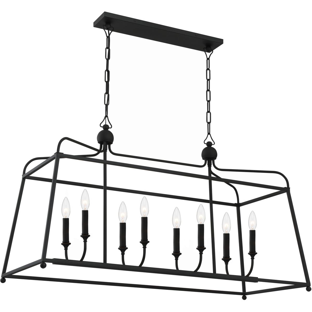 Crystorama 2249-BF_NOSHADE Sylvan 8 Light 42 inch Black Forged Linear Chandelier Ceiling Light