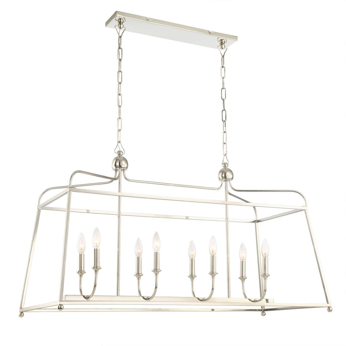Crystorama 2249-PN_NOSHADE Sylvan 8 Light 42 inch Polished Nickel Linear Chandelier Ceiling Light