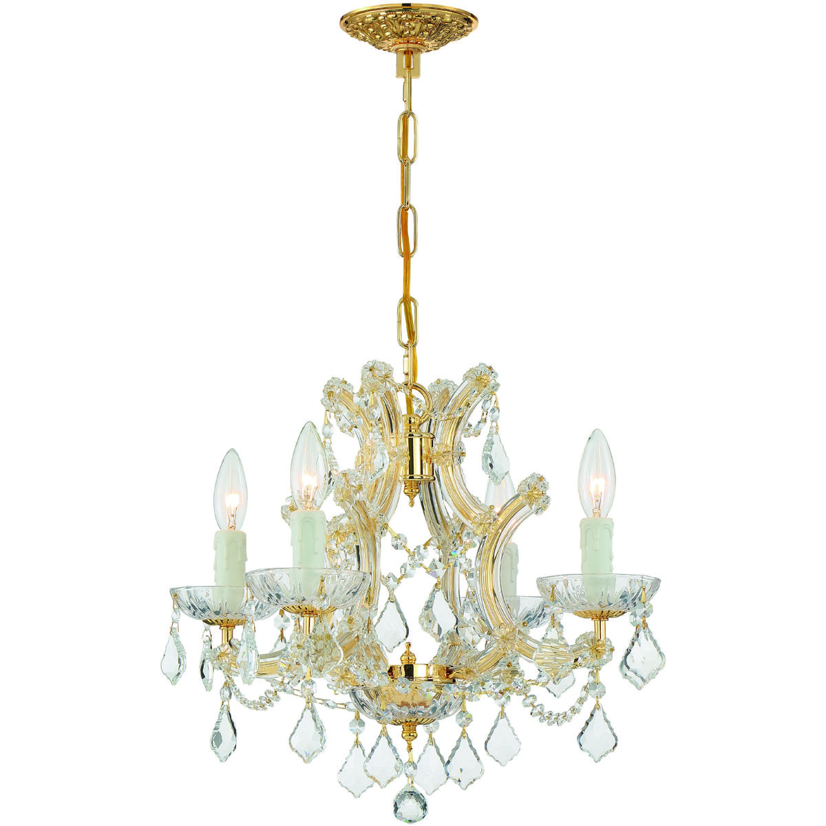 Crystorama 4474-GD-CL-I Maria Theresa 4 Light 16.5 inch Gold Mini Chandelier Ceiling Light in Clear Italian