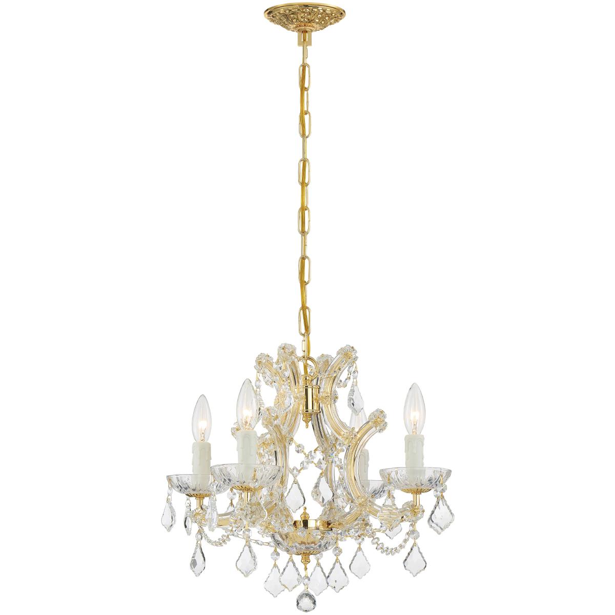 Crystorama 4474-GD-CL-MWP Maria Theresa 4 Light 16.5 inch Gold Mini Chandelier Ceiling Light in Clear Hand Cut