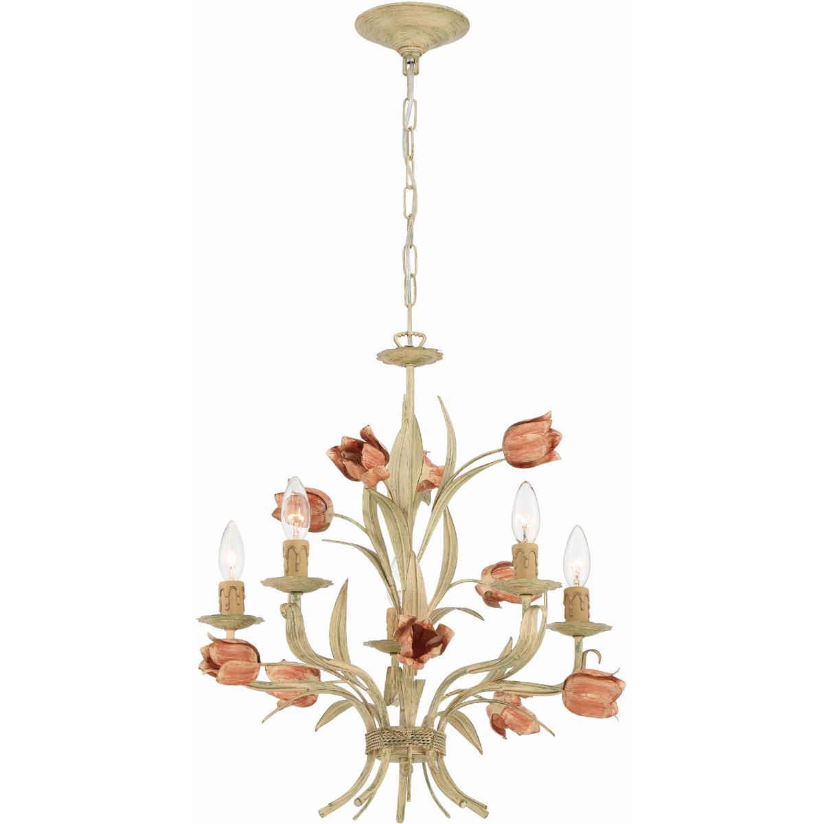 crystorama 4805-sr southport 5 light 20 inch sage/rose