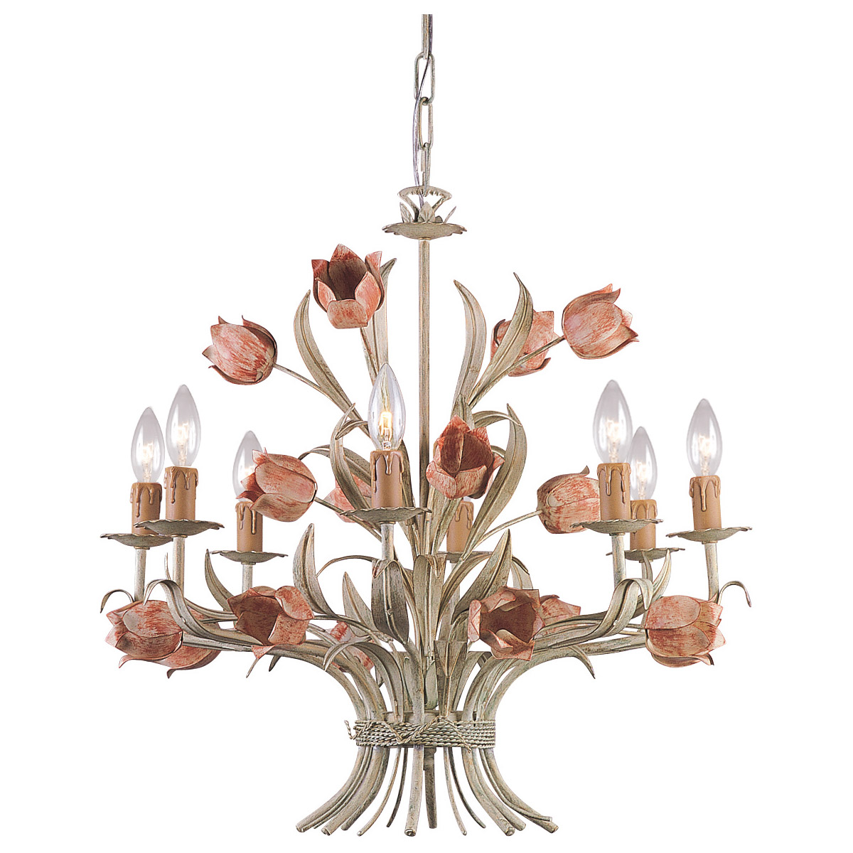 crystorama 4808-sr southport 8 light 24 inch sage/rose