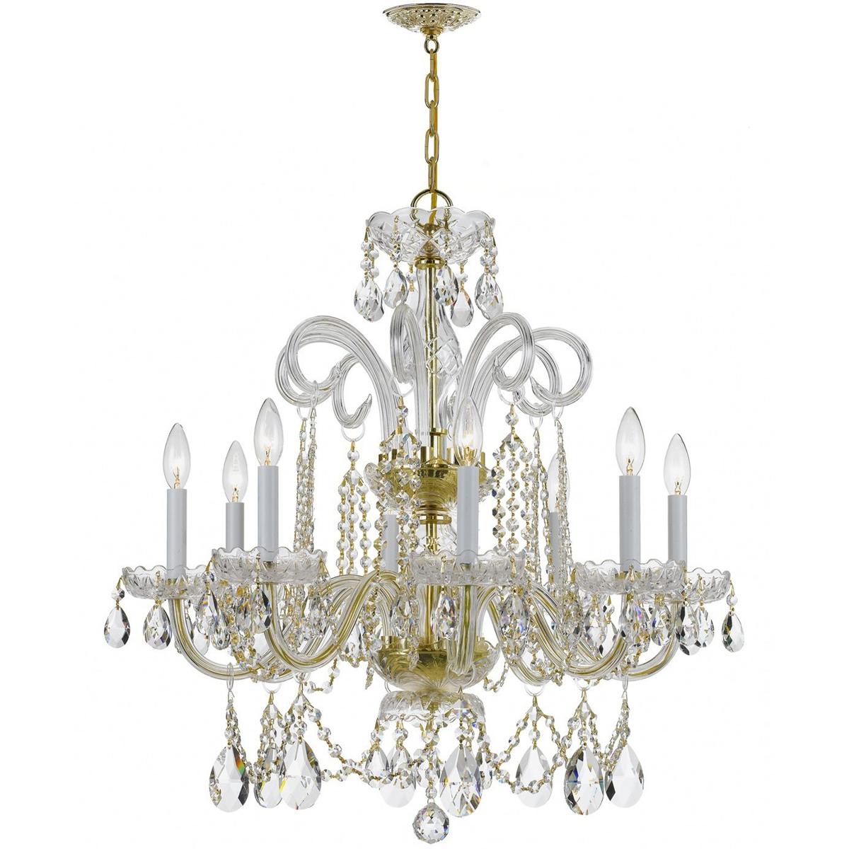 Crystorama 5008-PB-CL-MWP Traditional Crystal 8 Light 27 inch Polished Brass Chandelier Ceiling Light in Clear Hand Cut