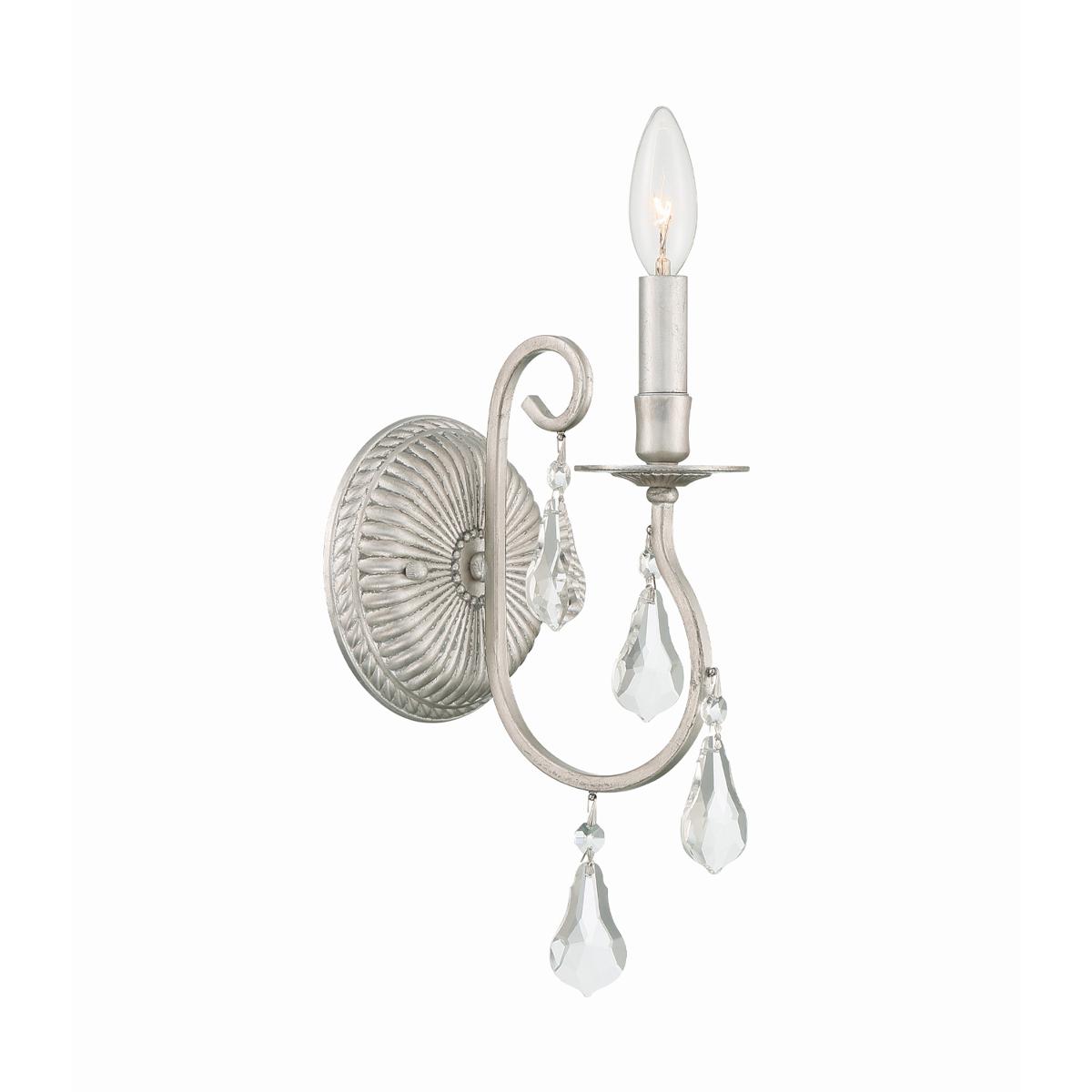 Crystorama 5011-OS-CL-S Ashton Bath Sconce Wall Light in Clear Swarovski Strass, Olde Silver