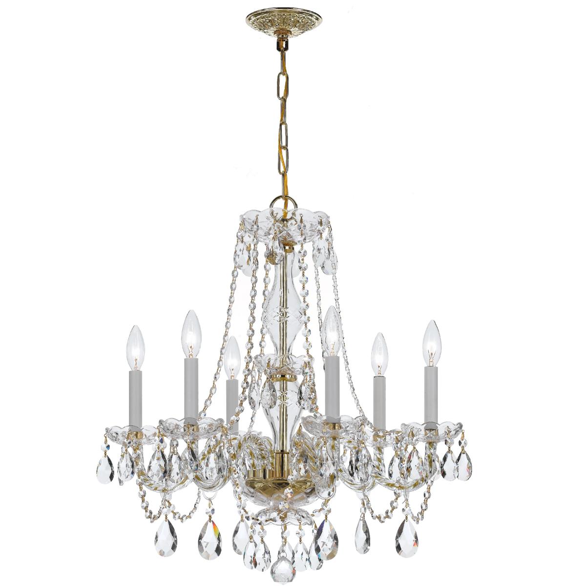 Crystorama 5086-PB-CL-I Traditional Crystal 6 Light 23 inch Polished Brass Chandelier Ceiling Light