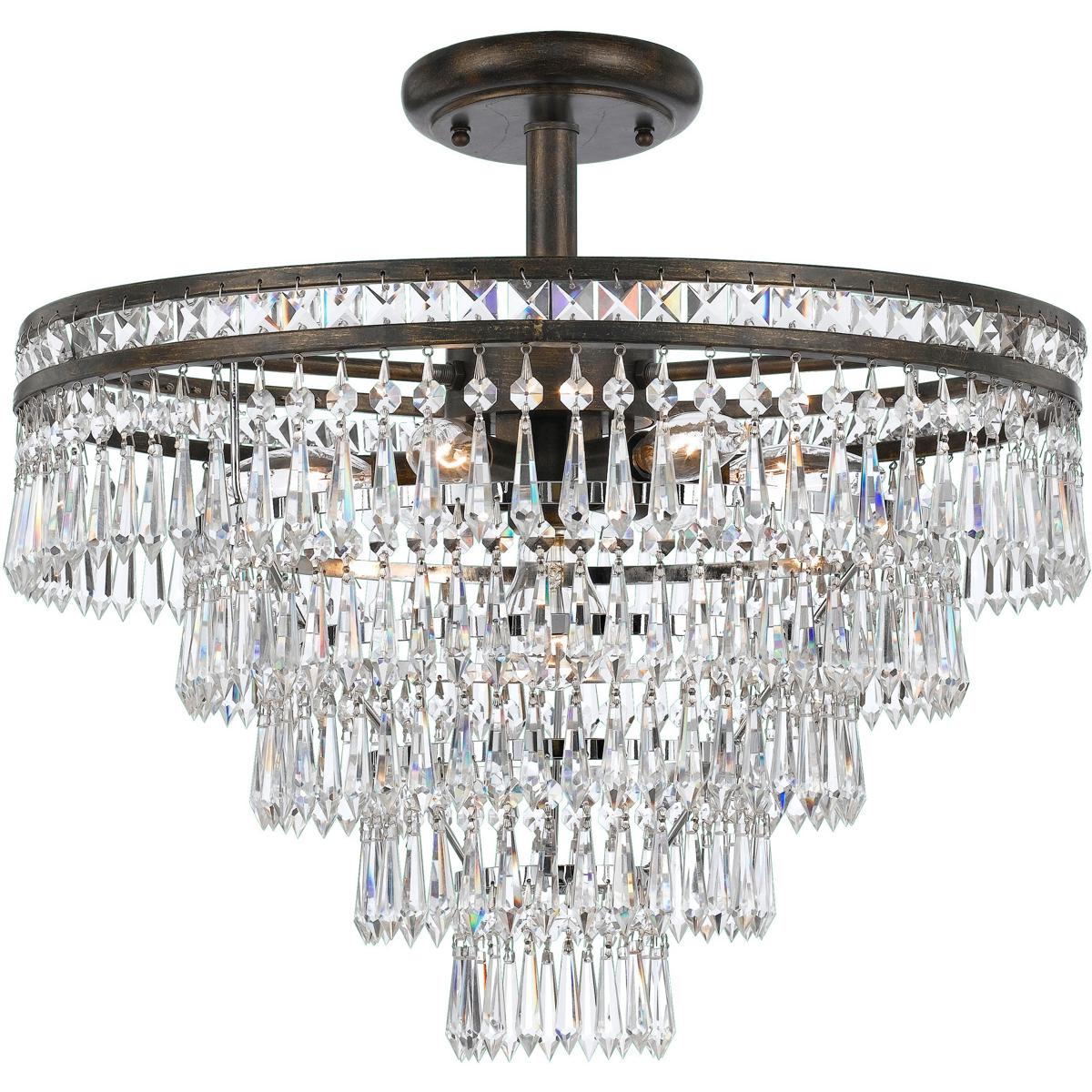Crystorama 5264-EB-CL-MWP_CEILING Mercer 7 Light 20 inch English Bronze Semi Flush Ceiling Light